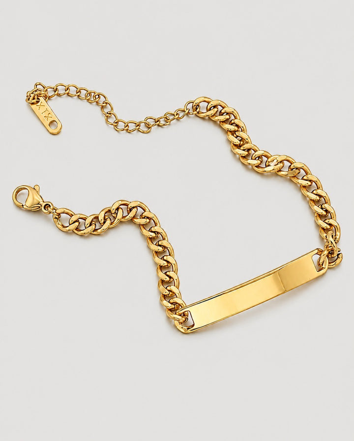 Gold Plated Waterproof Personalised ID Bracelet (200015)