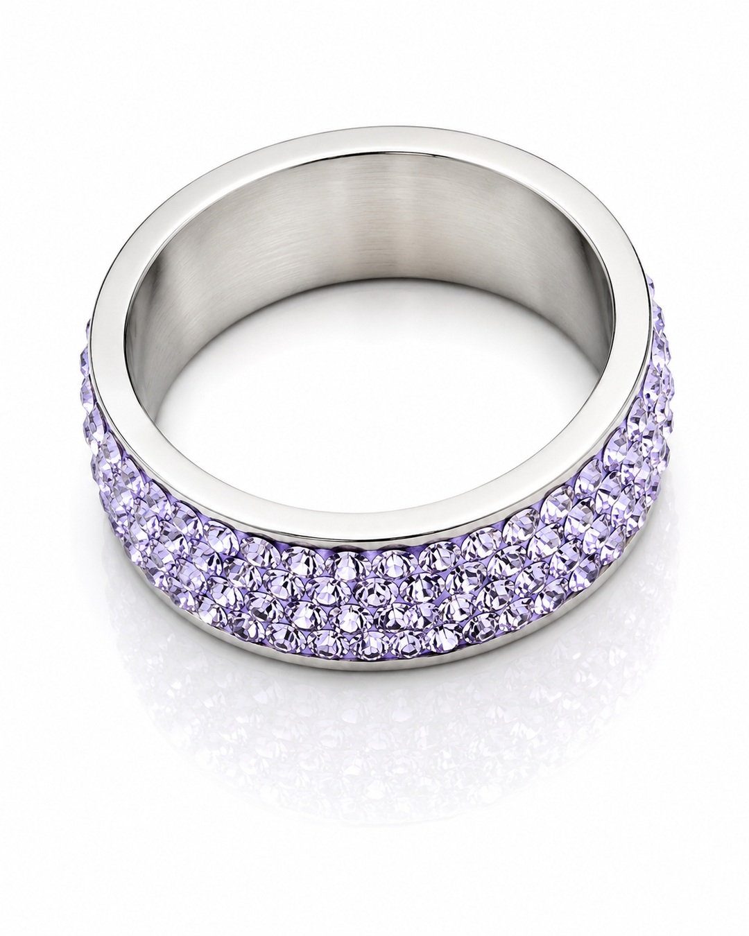 Silver Plated Purple Glitter Statement Ring (1010081/7)