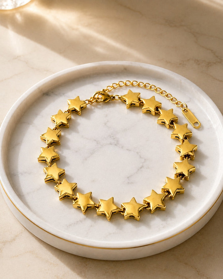 Gold Plated Celestial Star Charm Bracelet (11435)