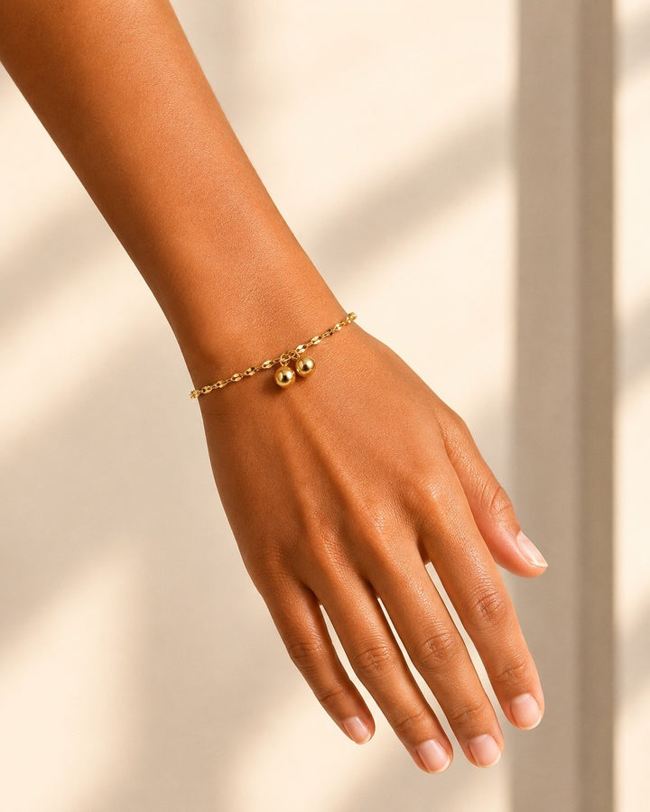 Gold Plated Waterproof Dainty Link Chain Bracelet (10830)