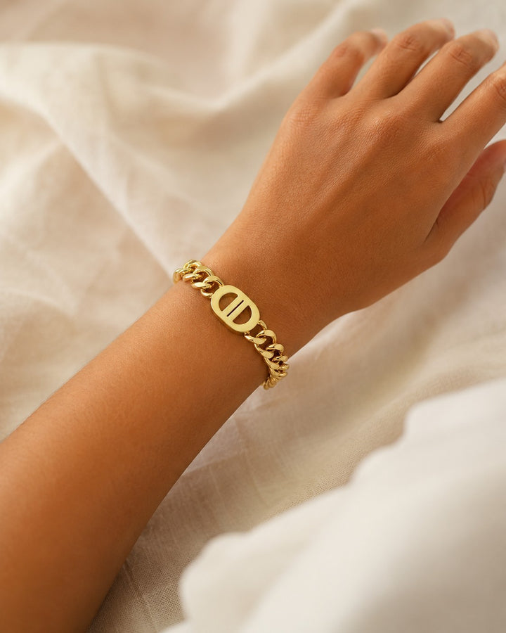 Gold Plated Waterproof Chunky Chain Link Bracelet (10816)
