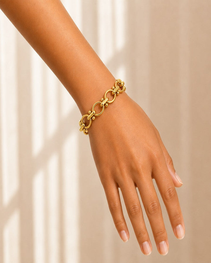 Gold Plated Waterproof Padlock Chain Link Bracelet (11469)