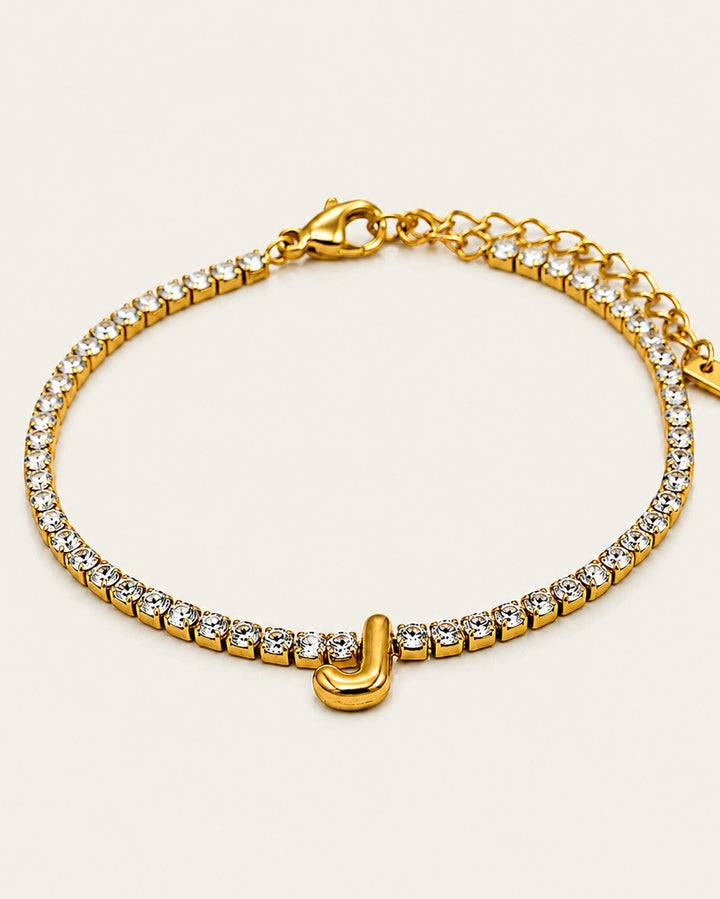 Gold Plated Initial Letter 'J' Personalised Bracelet (11483)