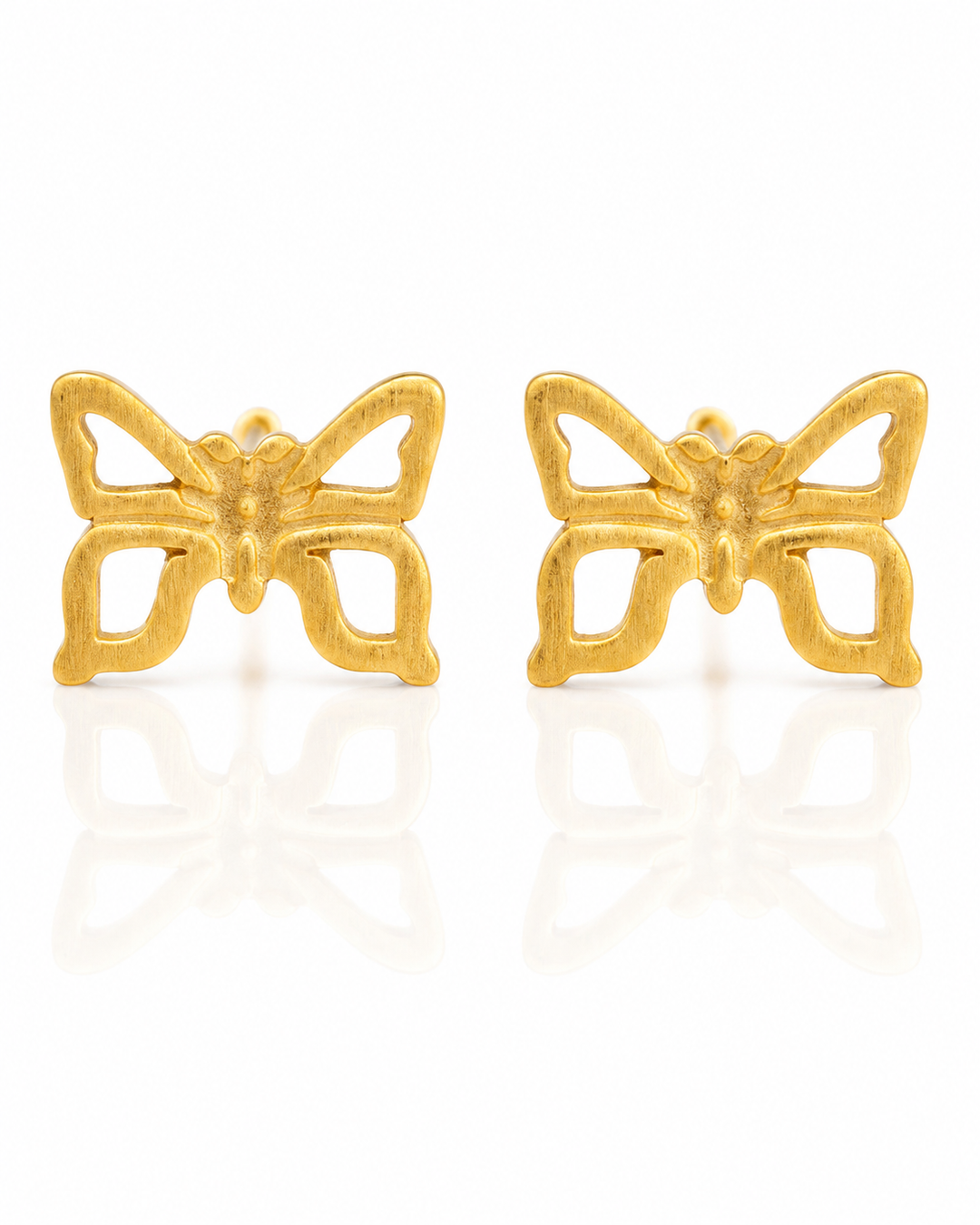Gold Plated Hollow Butterfly Stud Earrings Waterproof (10543)