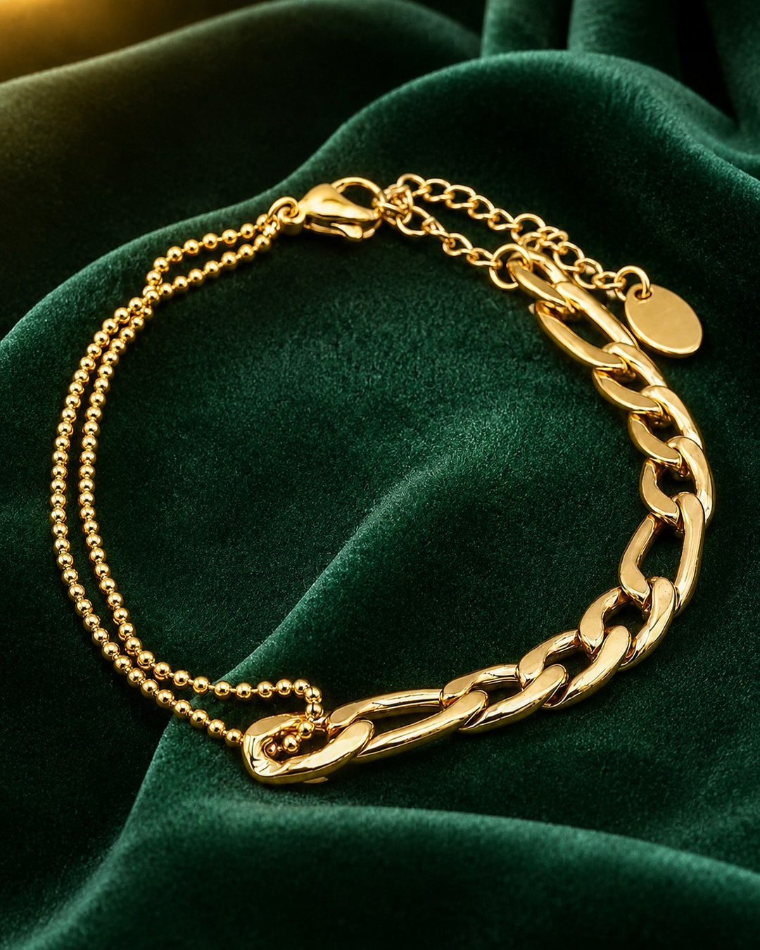 Gold Plated Semi-Figaro Chain Bracelet (10976)