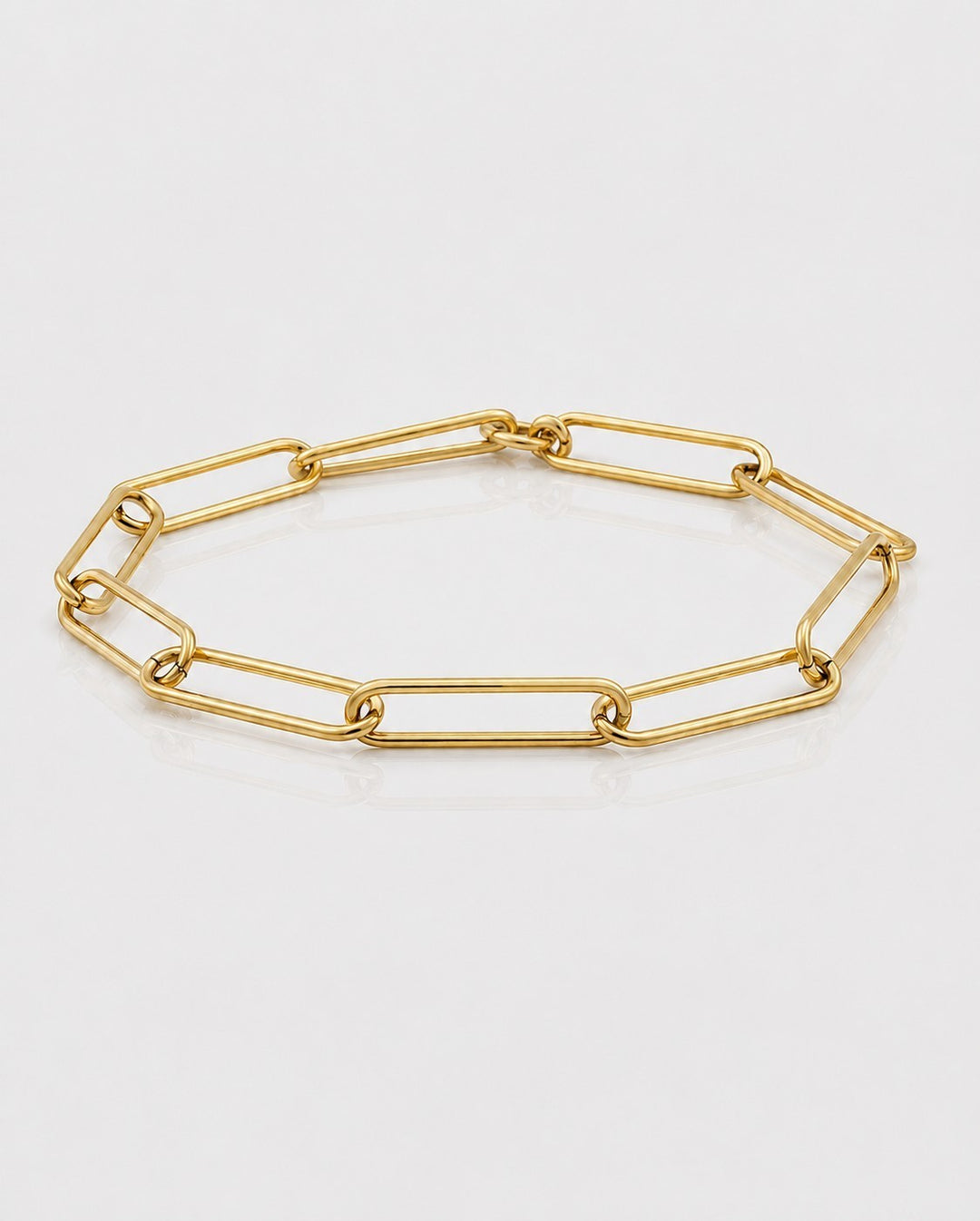 Gold Plated Waterproof Minimalist Paper Clip Chain Link Bracelet (11210)
