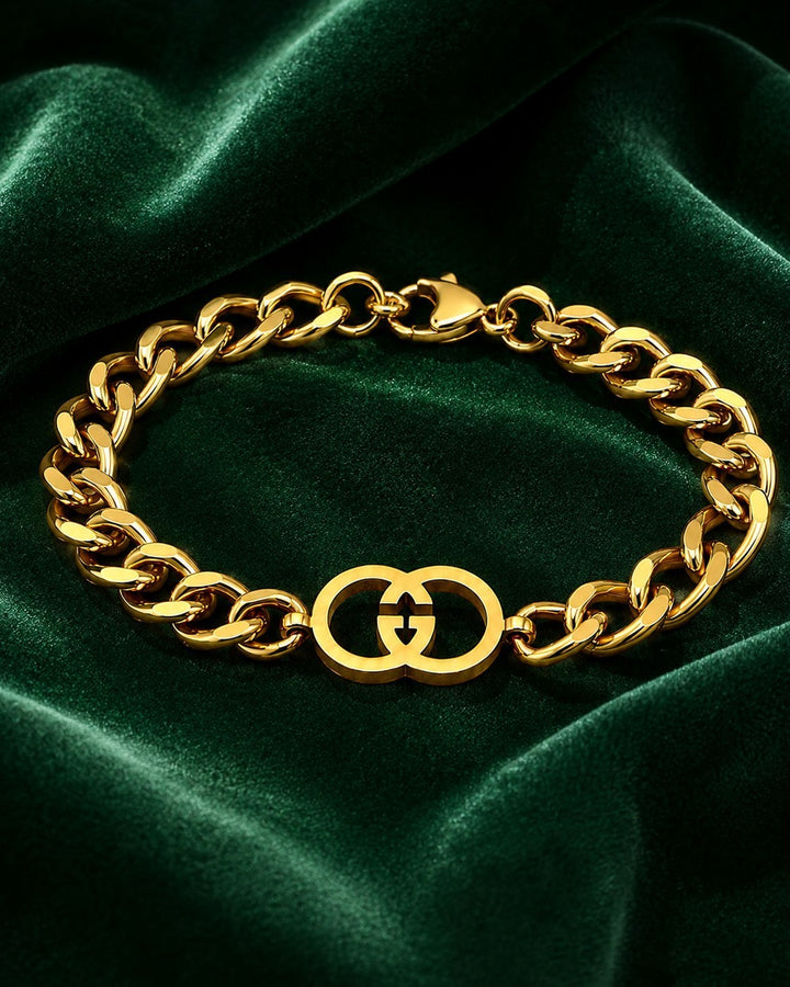 Gold Plated Waterproof Cuban Link Chain Bracelet (10686)