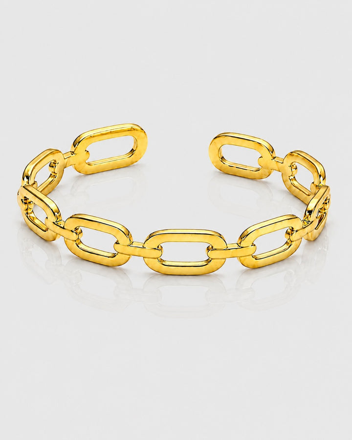 Gold Plated Waterproof Chunky Link Chain Cuff Bangle (10696)