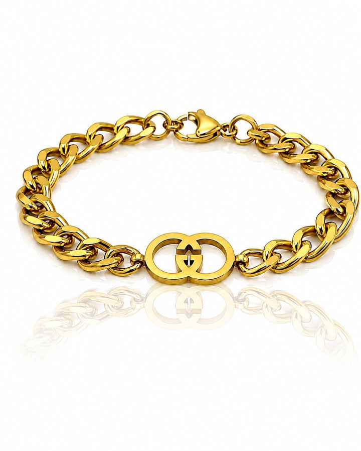 Gold Plated Waterproof Cuban Link Chain Bracelet (10686)