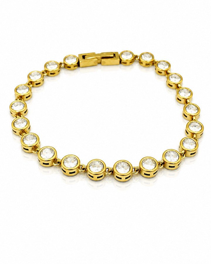 Gold Plated Waterproof Cubic Zirconia Tennis Bracelet (11468)