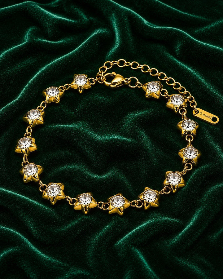 Gold Plated Waterproof Celestial Star and Arrow Charm Bracelet (11464)