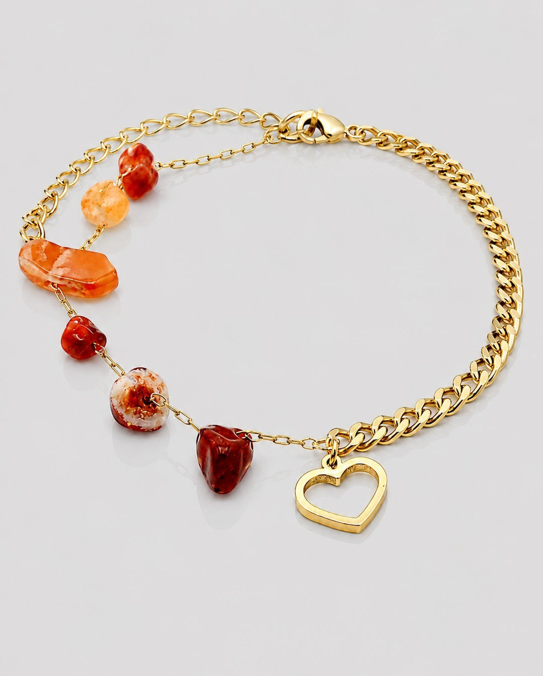 Gold Plated Antique Heart Charm Bracelet (11002)
