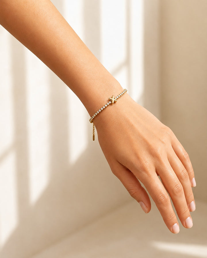 Gold Plated Initial 'X' Letter Charm Bracelet (11497)