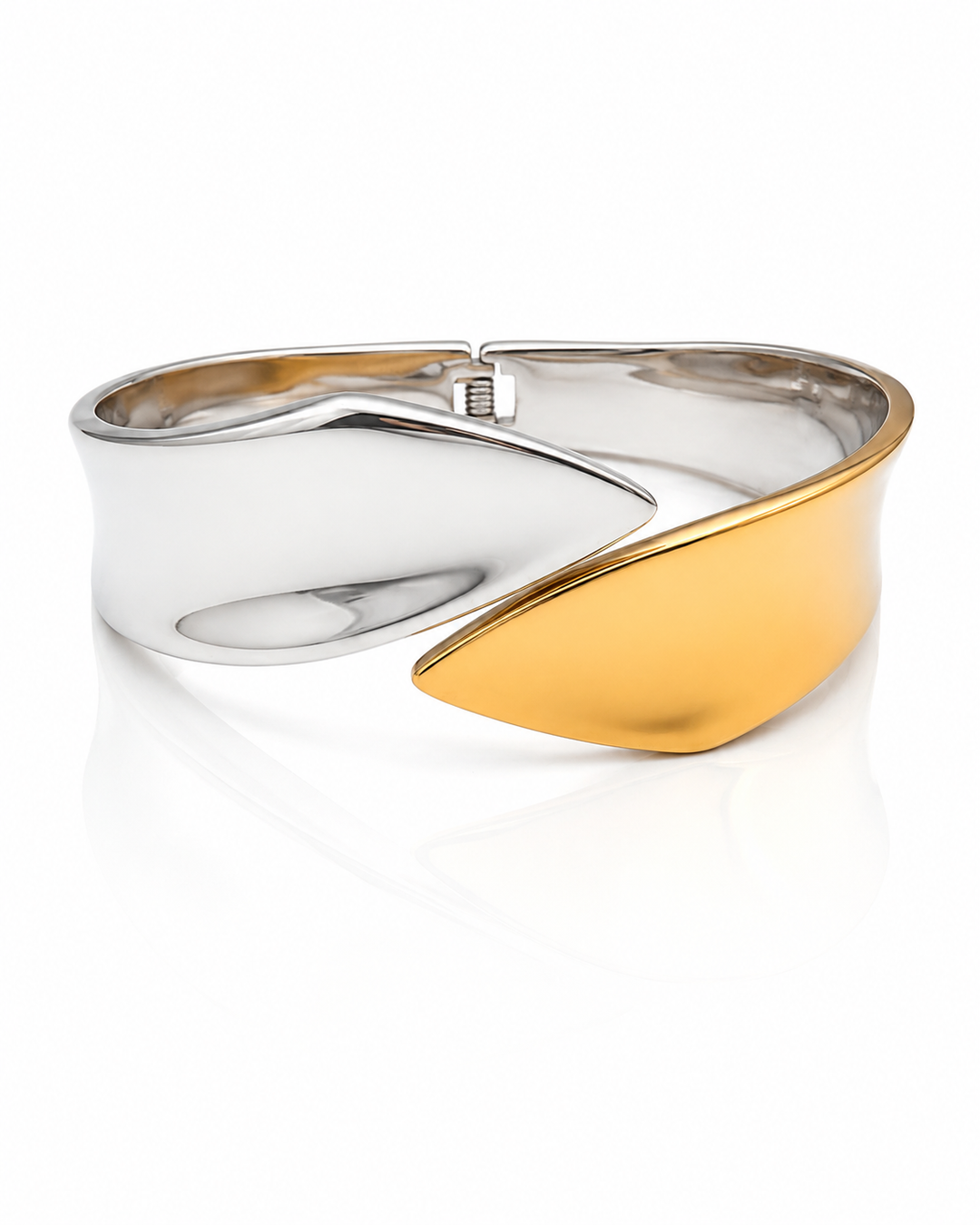 Two-Tone Rose Gold & Silver Fusion Bangle Bracelet (11832)