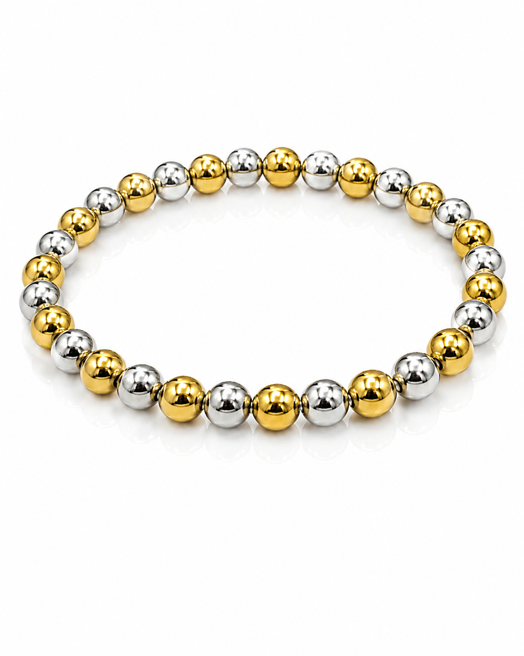Two-Tone Gold & Silver Beaded Stretch Bracelet (11826)