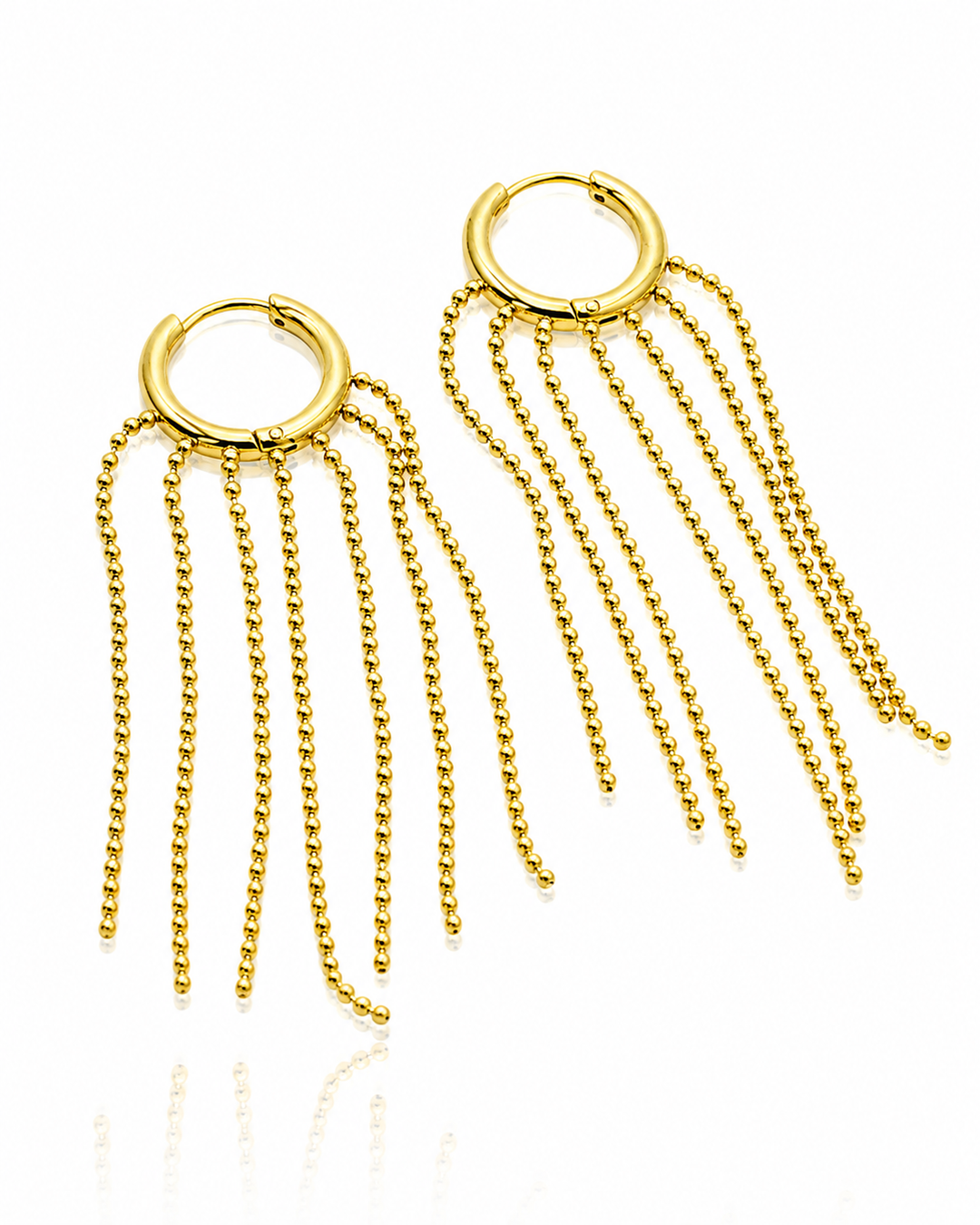 Gold Plated Waterproof Drop Huggie Hoop Earrings (10970)