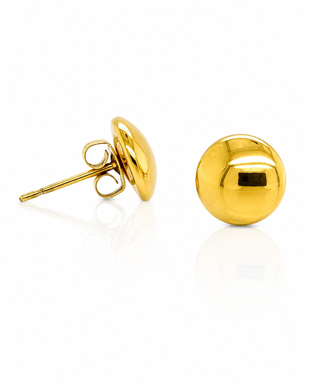 Gold Plated Waterproof Medium Dome Stud Earrings (300032)