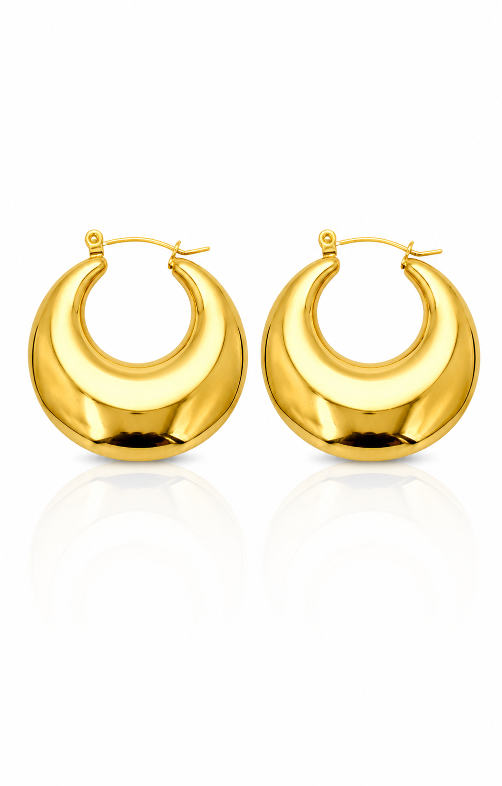 Gold Plated Waterproof Classic Creole Hoop Earrings (10901)
