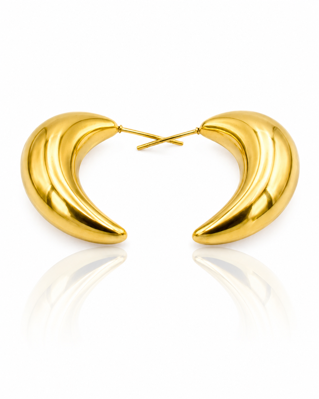 Gold Plated Waterproof Curved Banana Statement Earrings (10795)