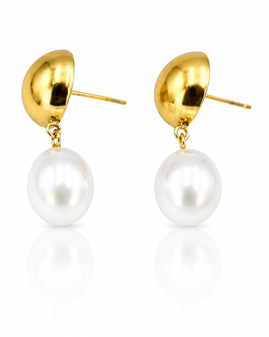 Gold Plated Waterproof Baroque Pearl Drop Earrings (10550)