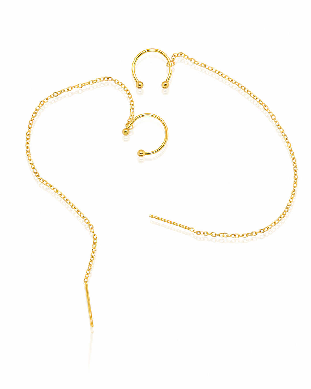 Gold Plated Waterproof Textured Threaded Cuff Hoop Earrings (300026)