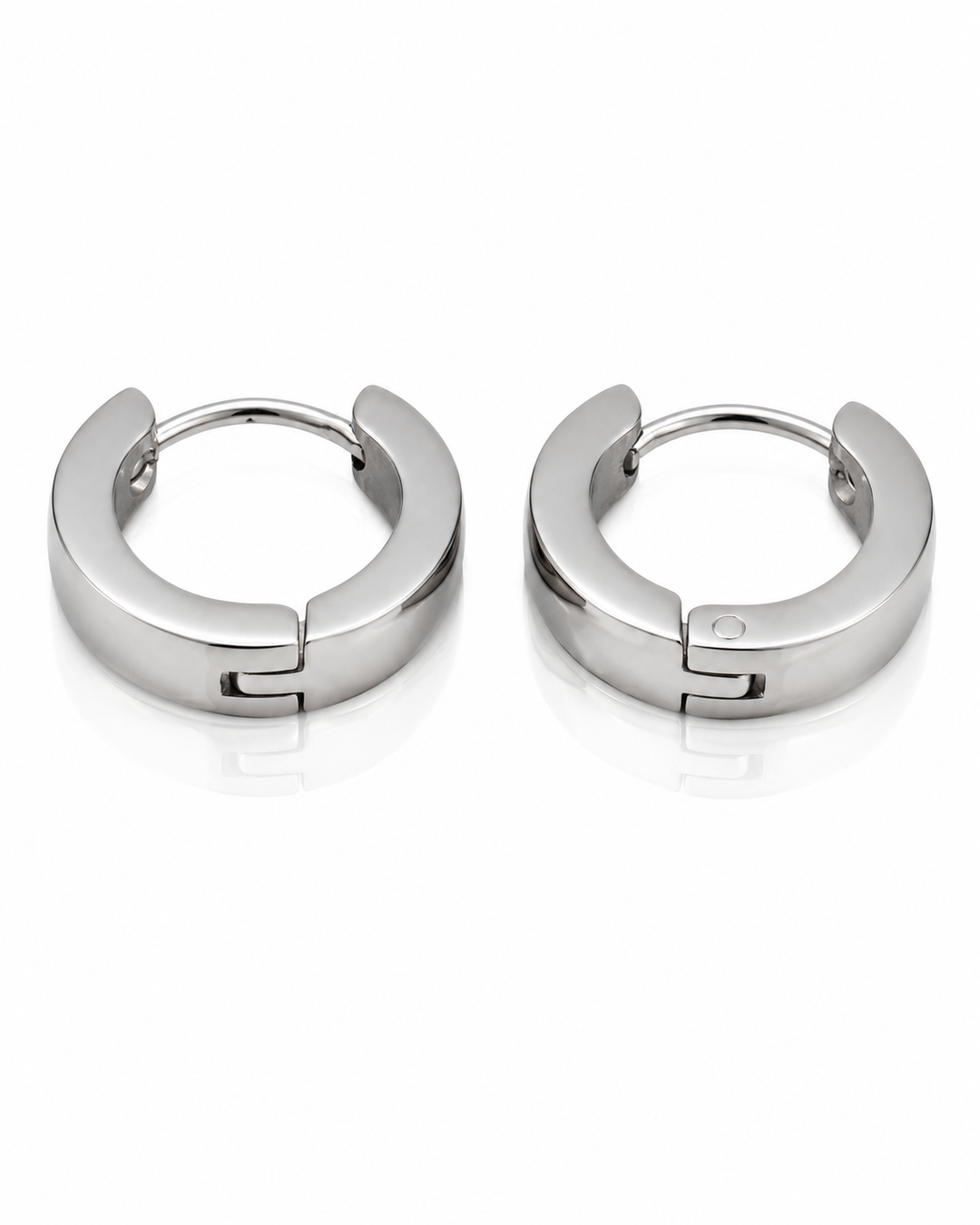 Rhodium Plated Minimalist Small Huggie Hoop Earrings (10575)