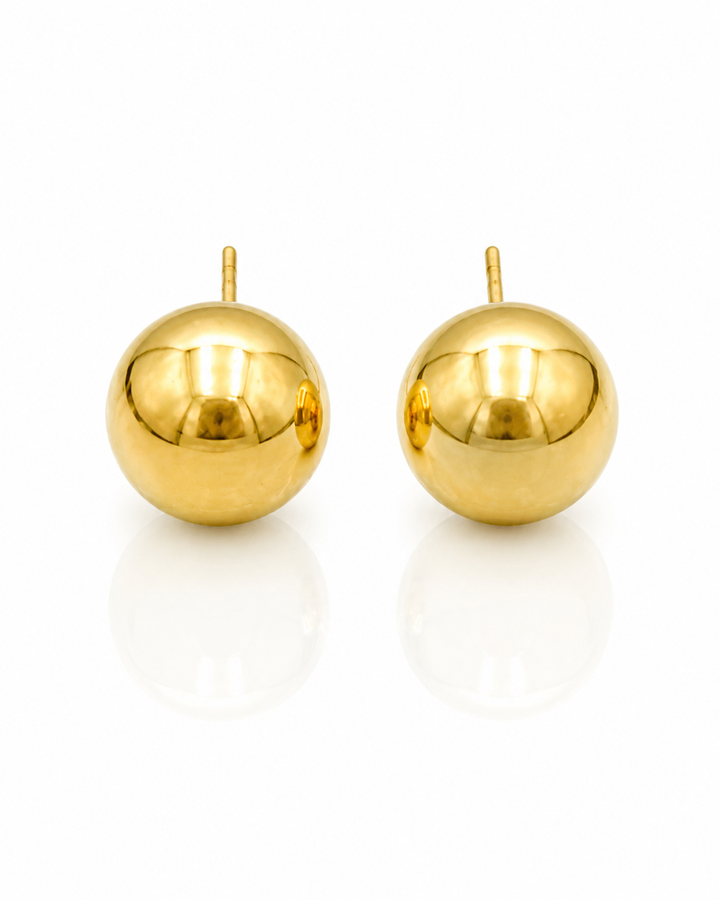 Classic Gold Plated Waterproof 6mm Round Stud Earrings (10573)