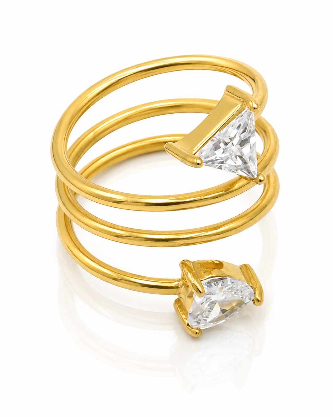 Gold Plated Molten Textured Layered Statement Ring (1010473)