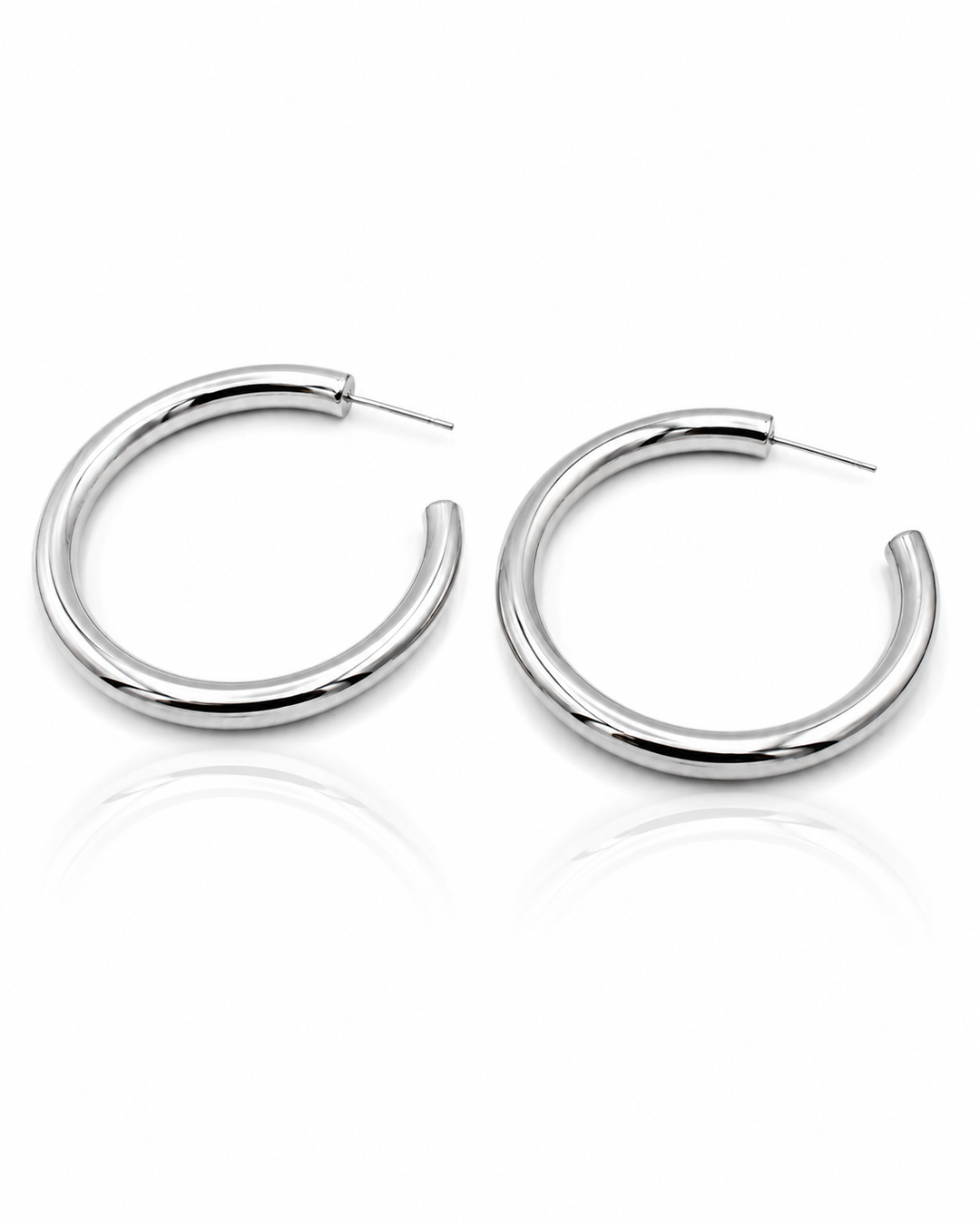 Rhodium Plated Statement Hoop Earrings 45mm (11133)