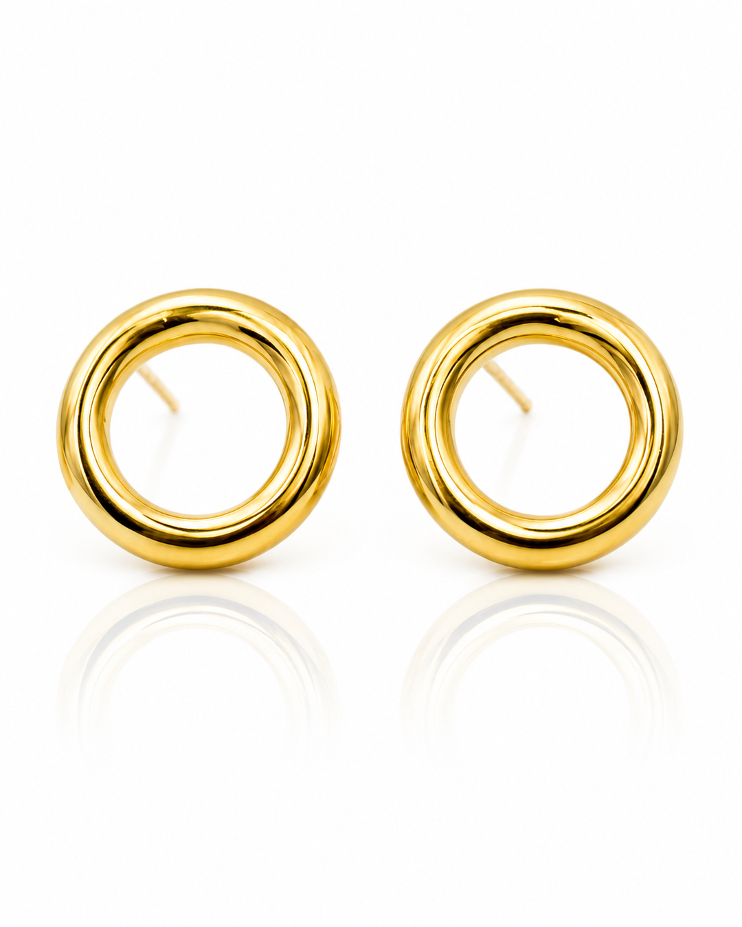 Gold Plated Waterproof Minimalist Circle Hoop Earrings (11083)