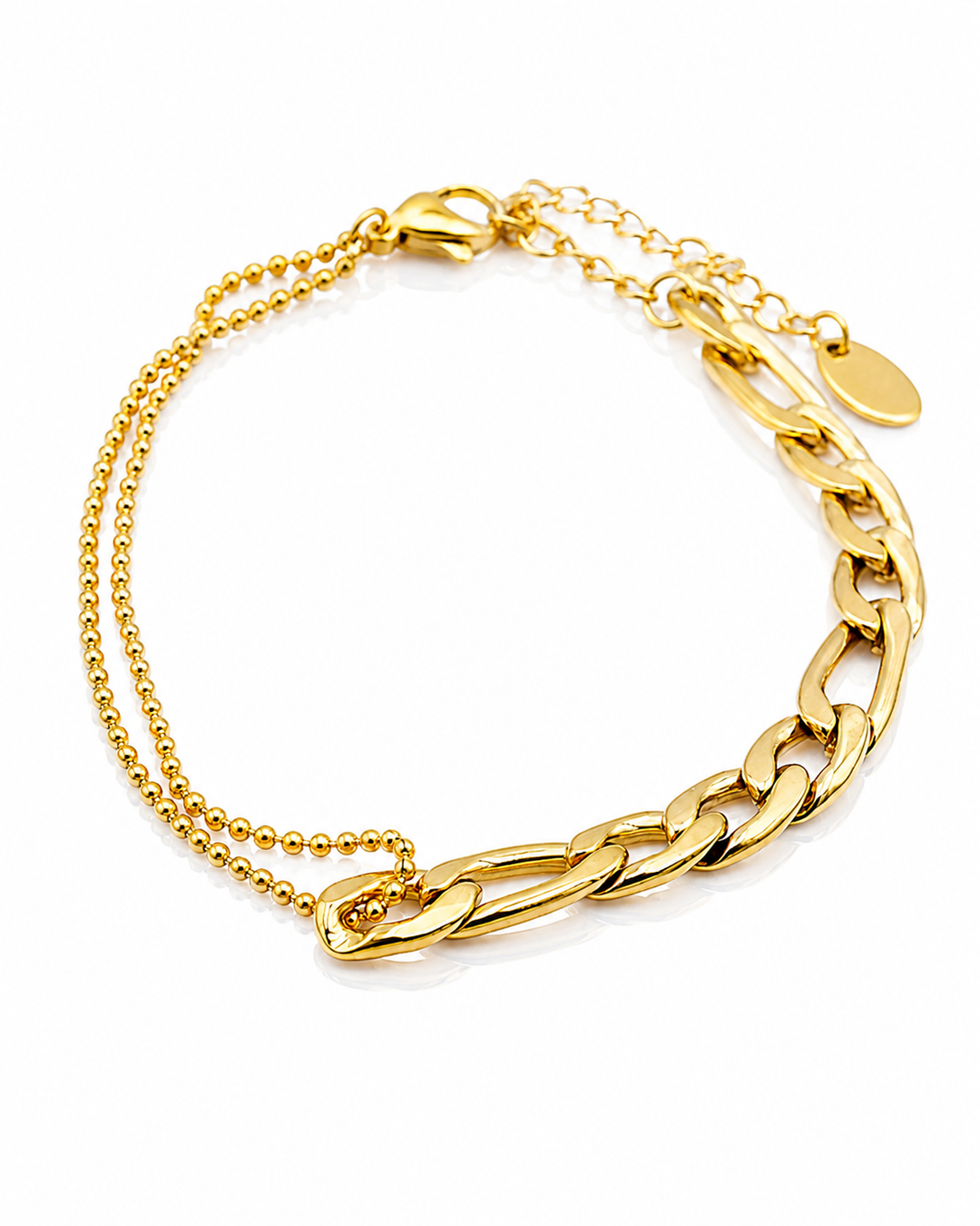 Gold Plated Semi-Figaro Chain Bracelet (10976)