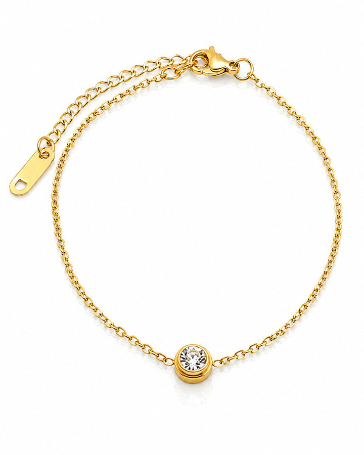 Delicate Cubic Zirconia Gold Plated Waterproof Chain Bracelet (10818)