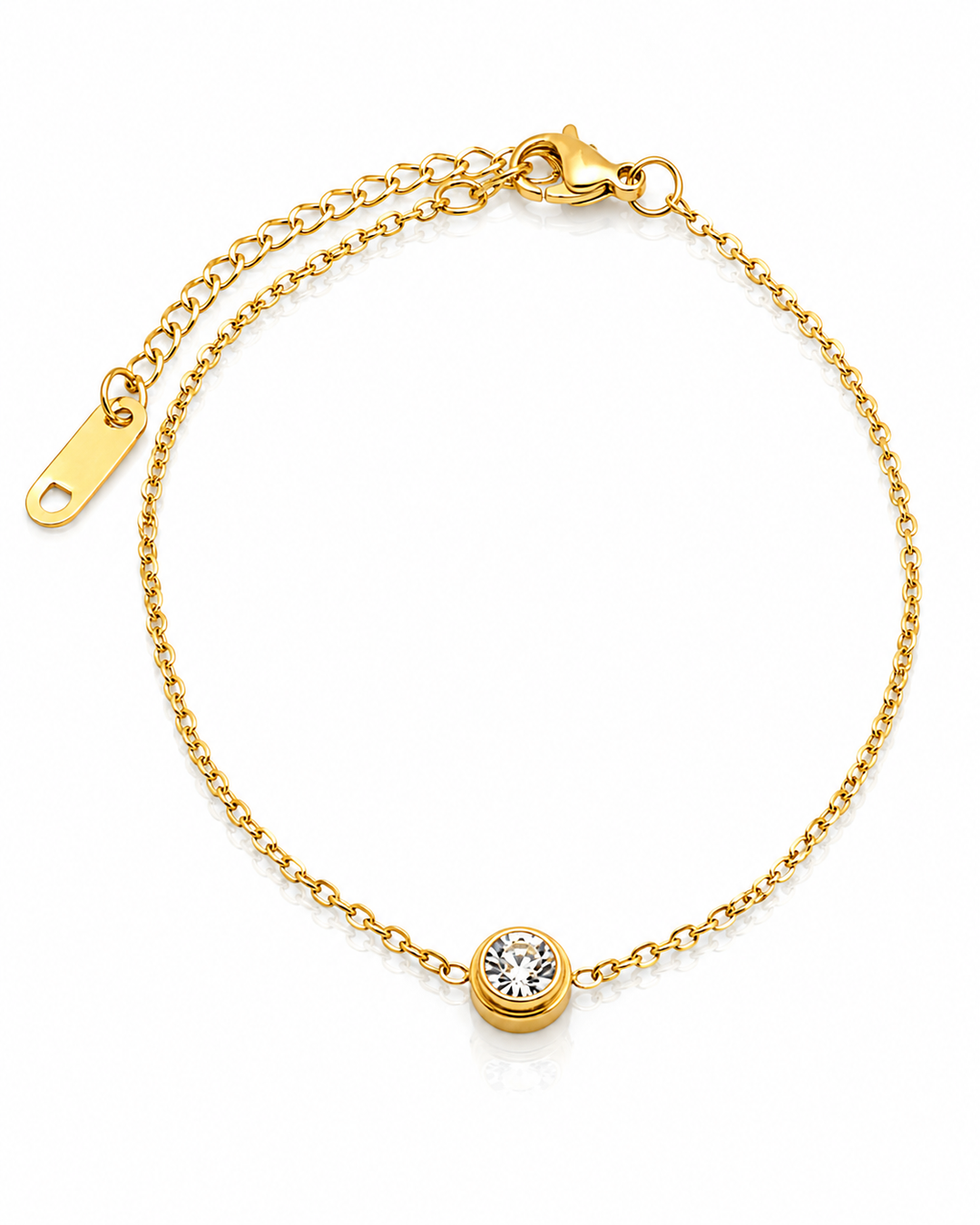 Delicate Cubic Zirconia Gold Plated Waterproof Chain Bracelet (10818)