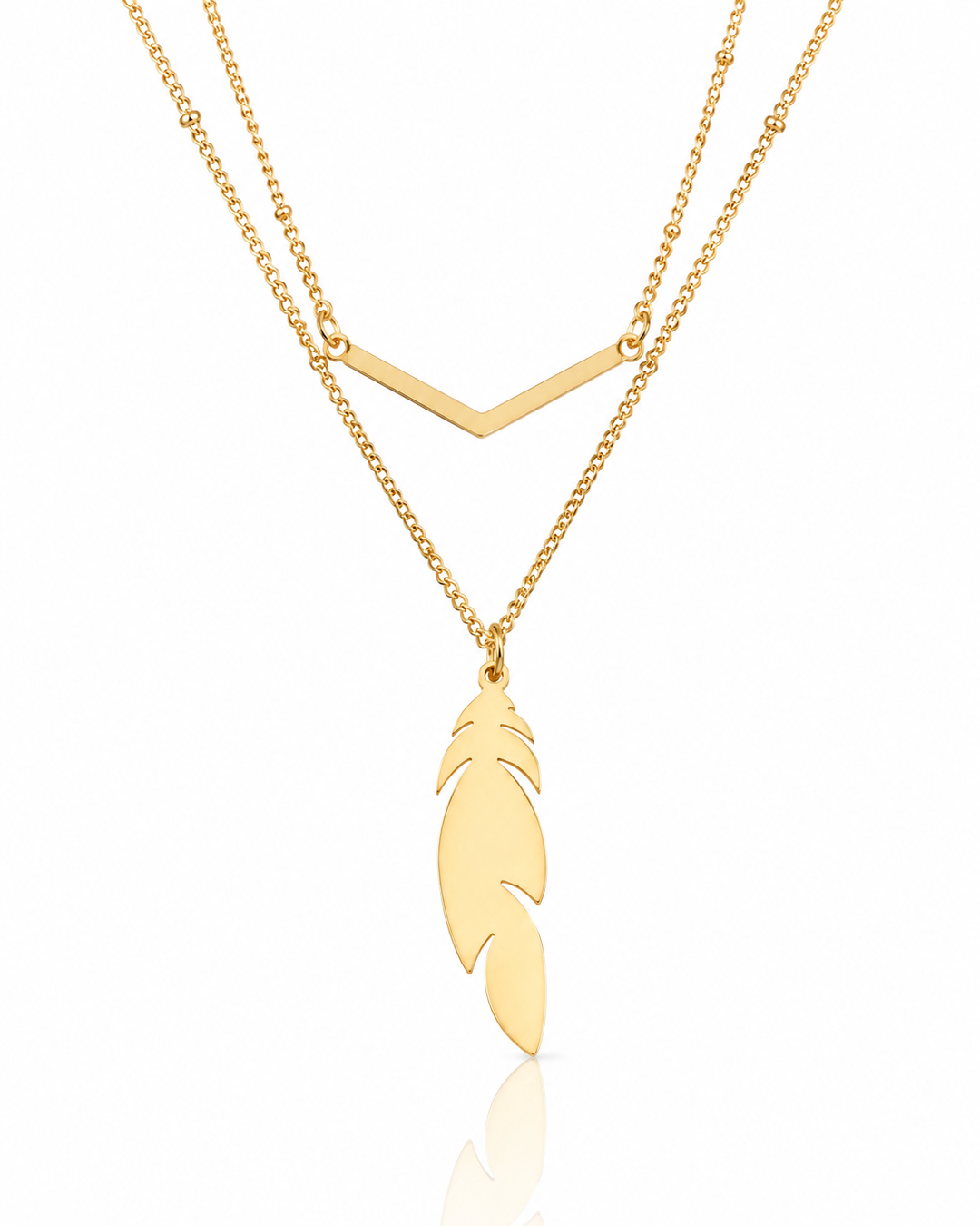 Delicate Layered Leaf Charm Gold Plated Waterproof Necklace (10936)
