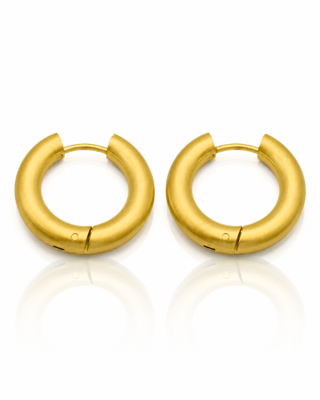 Gold Plated Waterproof Medium Huggie Hoop Earrings (10962)