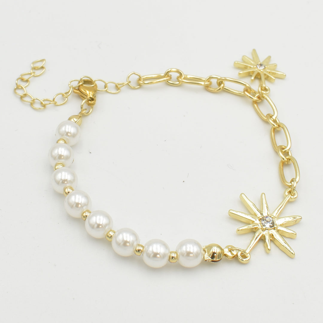 Gold Star Pearl Bracelet