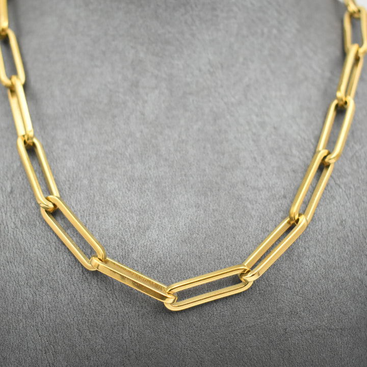 Gold Toned Chunky Paper Link Necklace