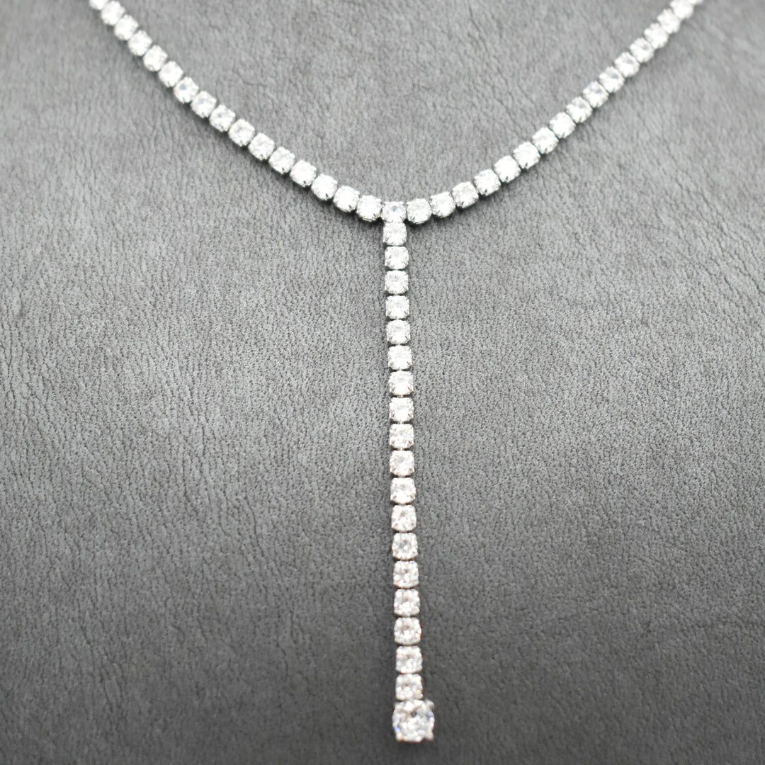 Rhodium Plated Cubic Zirconia Necklace