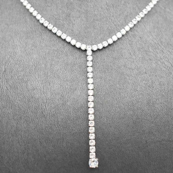 Rhodium Plated Cubic Zirconia Necklace