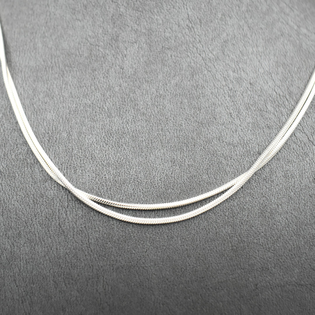 Rhodium Plated Snake Layered Necklace