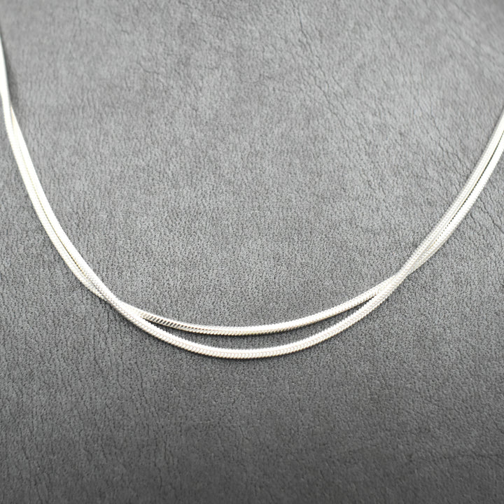 Rhodium Plated Snake Layered Necklace