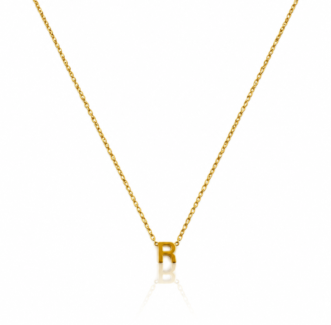 Gold Toned 'R' Snake Chain Necklace- 50 CM  ( 11677)