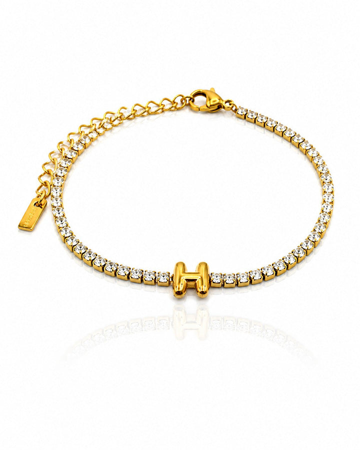 Personalised Letter 'H' Initial Gold Plated Waterproof Chain Bracelet (11481)