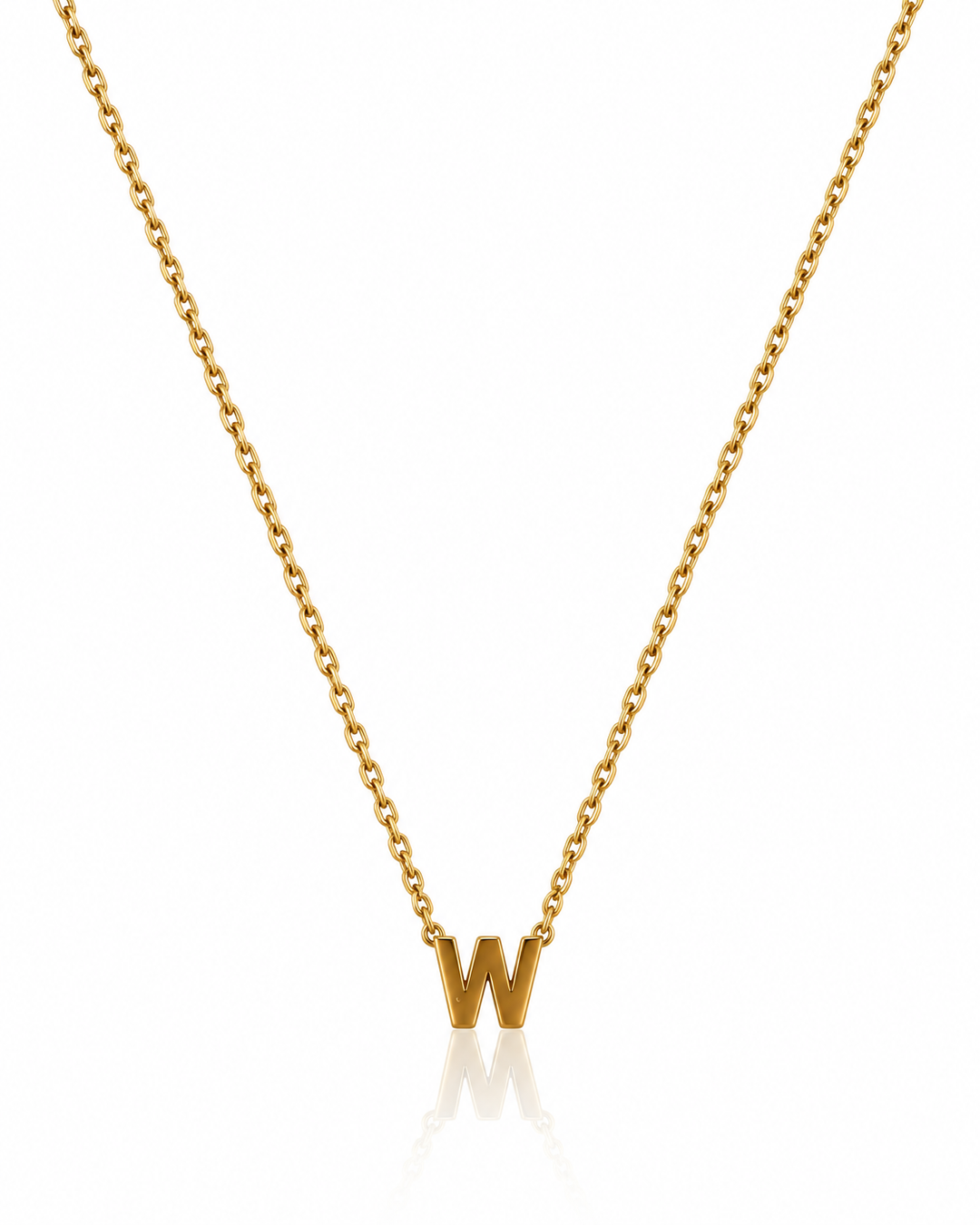 Gold Toned 'W' Snake Chain Necklace- 50 CM (11682)