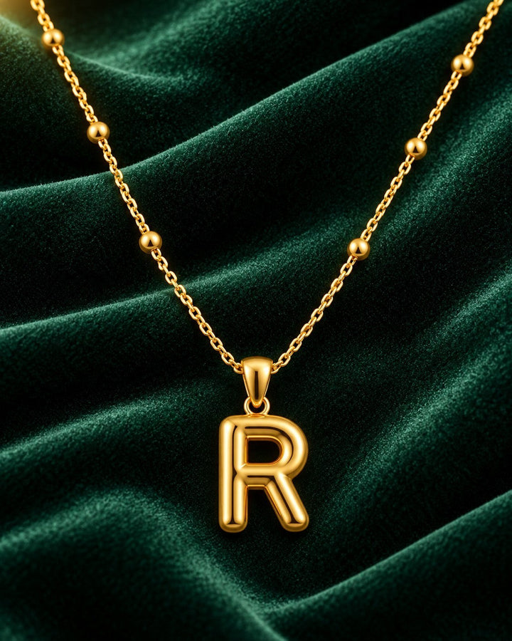 Gold Toned 'R' Chunky Necklace - 49 cm (11651)