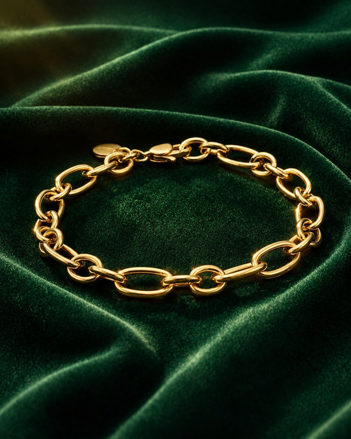 Gold Plated Waterproof Chunky Link Chain Bracelet (11208)