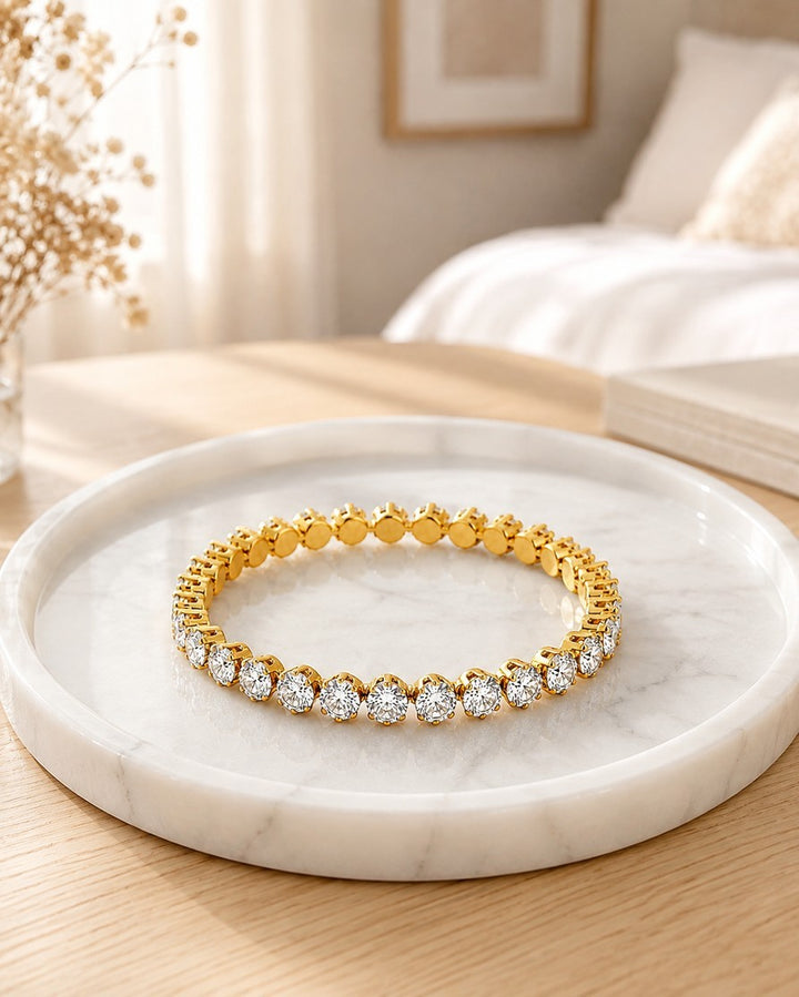 Gold Plated Cubic Zirconia Pavé Bangle Bracelet (11459)