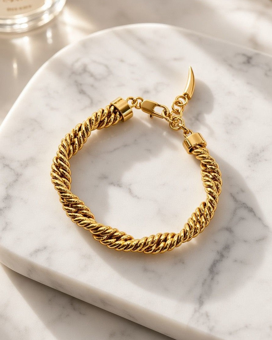 Gold Plated Waterproof Twisted Rope Chain Bracelet (200004)