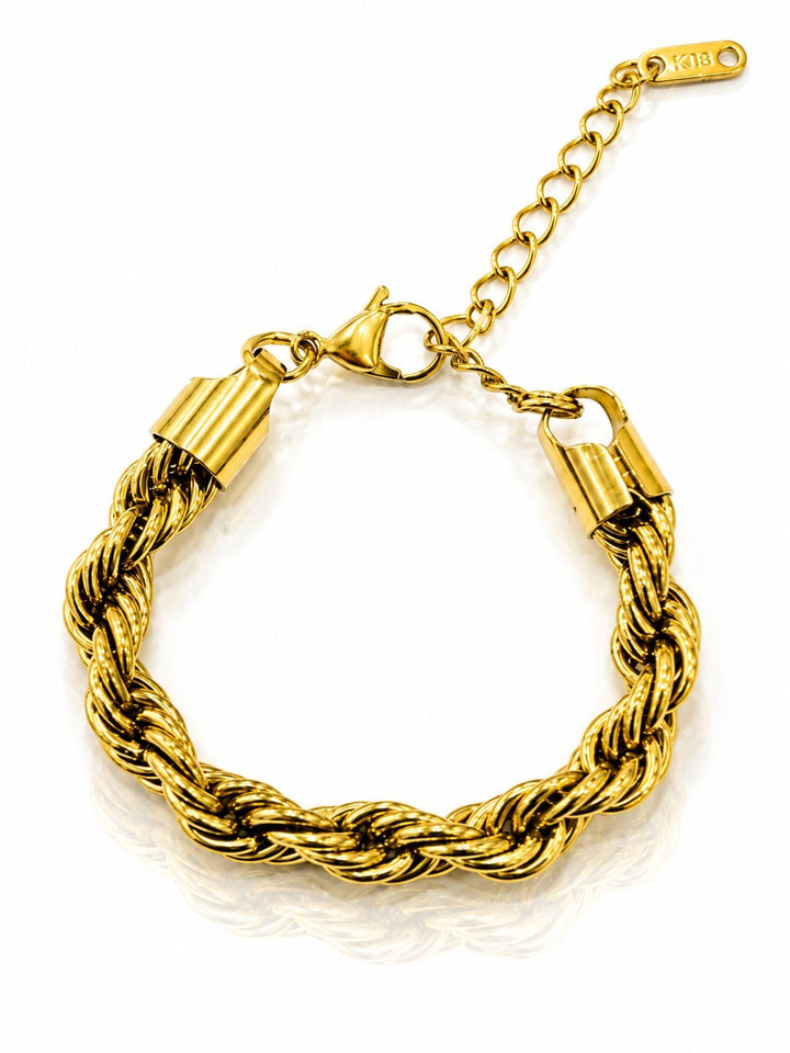 Gold Plated Waterproof Chunky Rope Chain Bracelet (10785)
