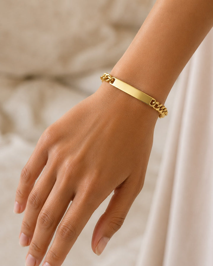 Gold Plated Waterproof Personalised ID Bracelet (200015)